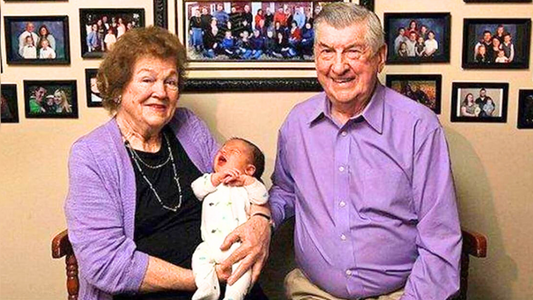 Couple married over 60 years celebrates the birth of their 100th grandchild