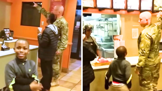 Soldier ordering Taco Bell meal stops cold when he hears 2 boys behind him